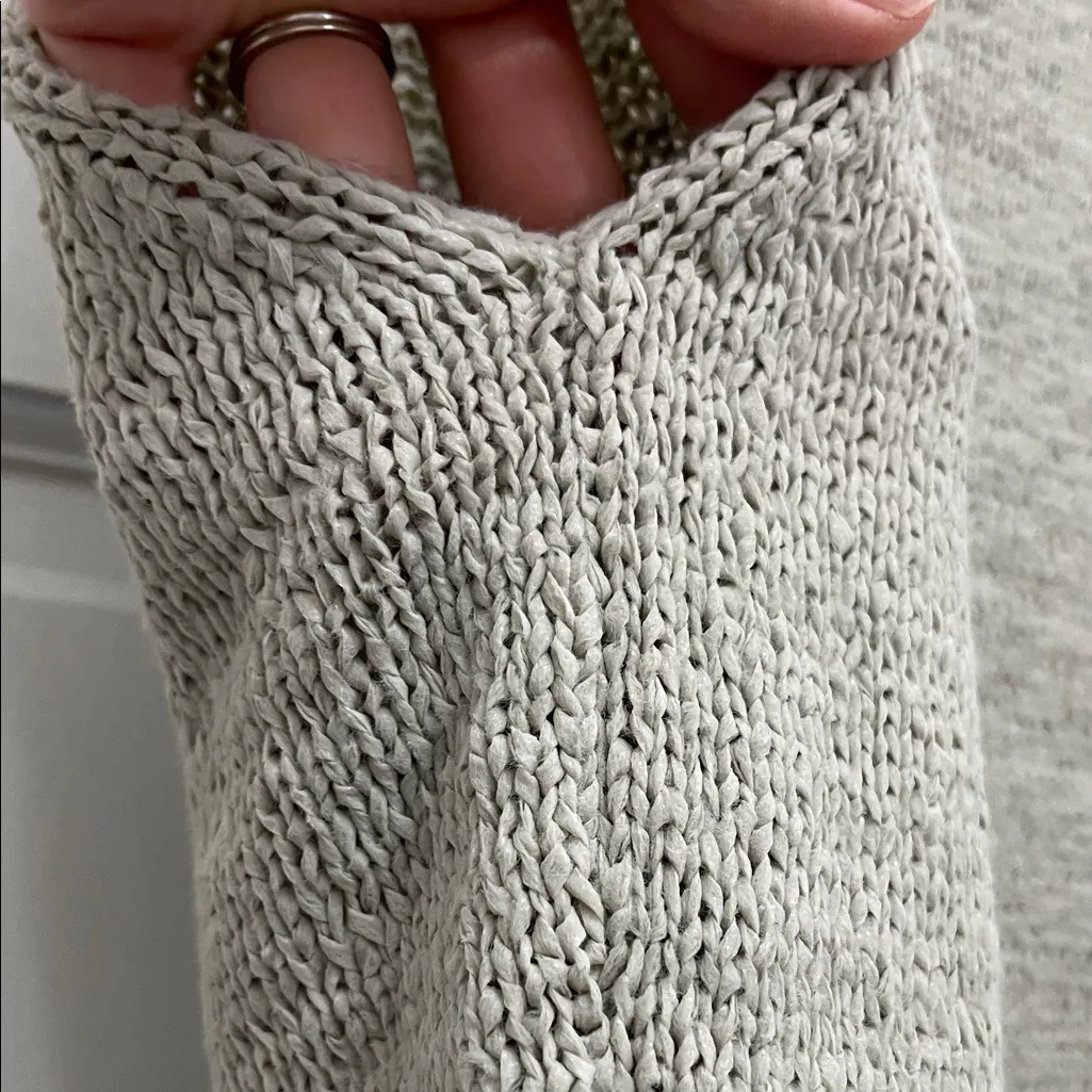 Anthropologie Textured Chunky Knit Tank Top w/ Rolled Trim in Oatmeal - Size Med - Image 14