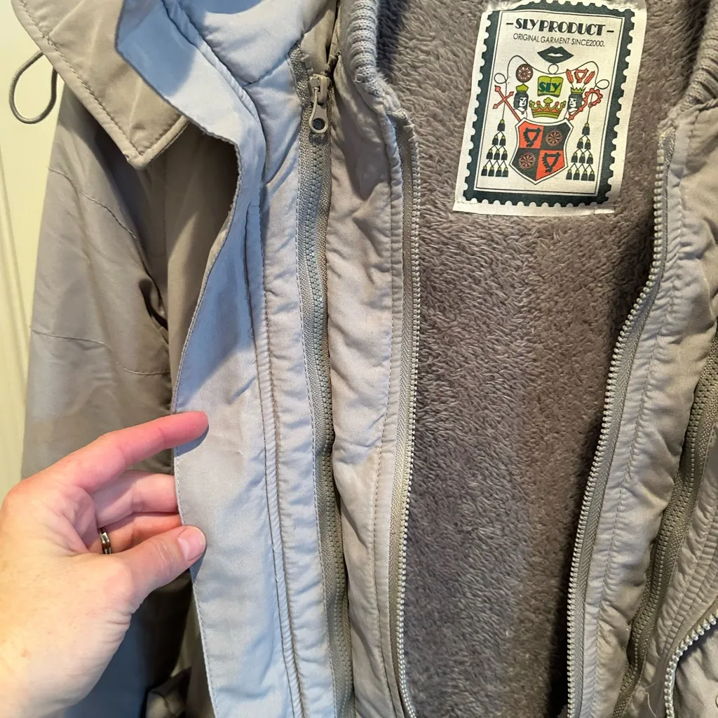 SLY Military Buckle Steel Parka Gray Japanese Size 1 Vintage Utility Jacket Fur - Image 7