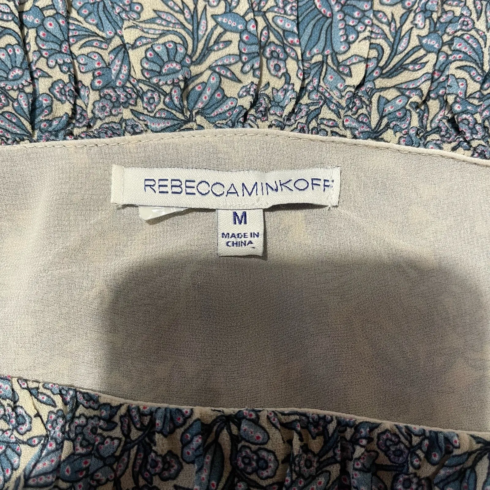 Rebecca Minkoff Dress Women Size Medium Mini Blue Floral Dexter Cold Shoulder Ru - Image 4