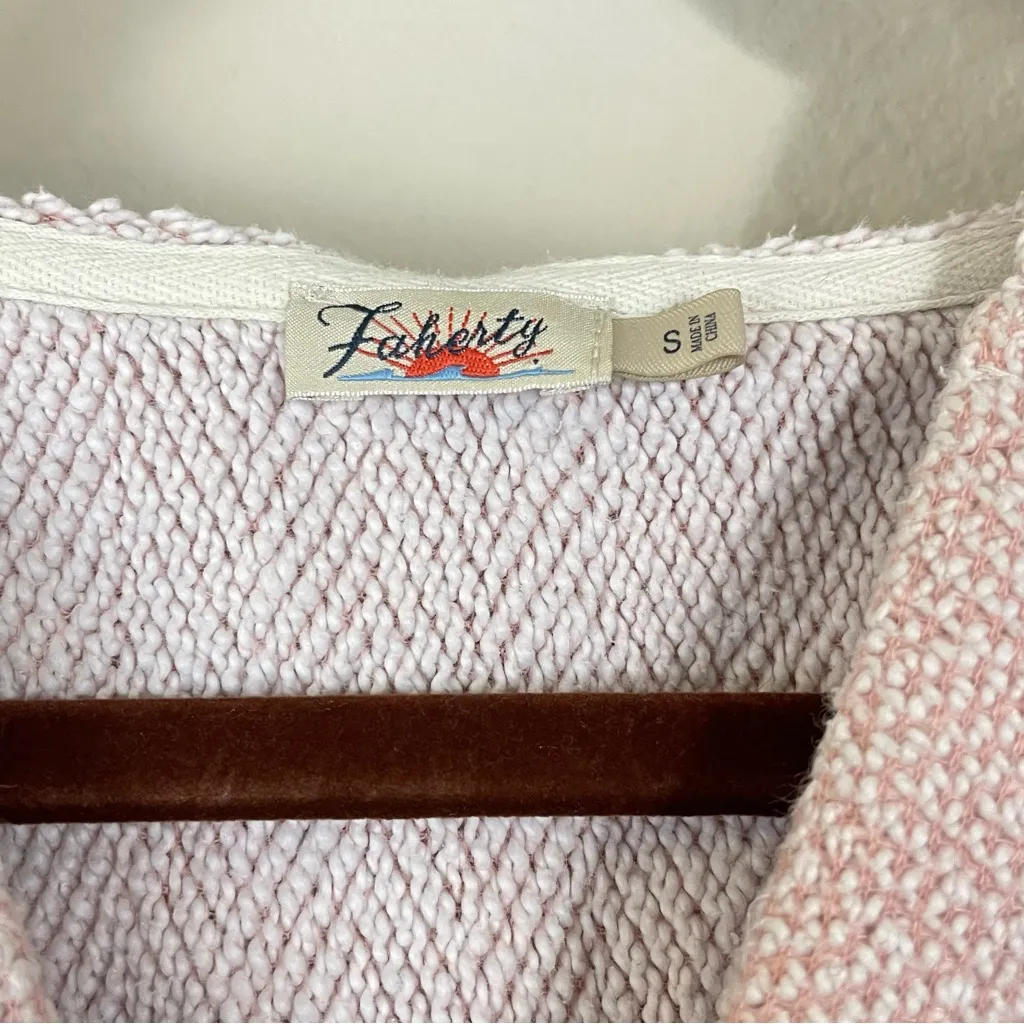 Faherty Seabrook French Baja Terry Hoodie‎ Sweatshirt In Light Pink Size Small - Image 4