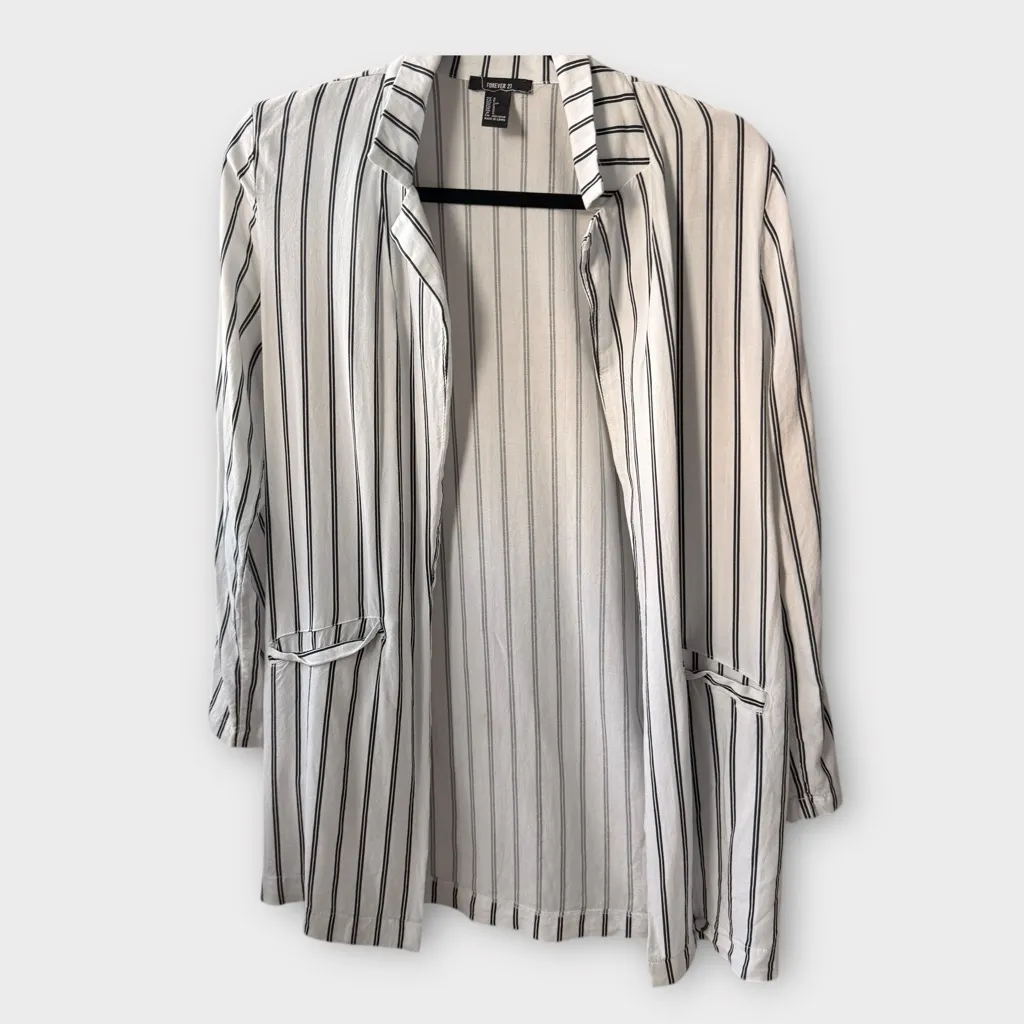 Forever 21 Striped Longline Blazer – Size Small - Image 2