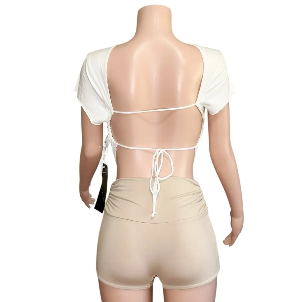 ARE YOU AM I Calla Shorts, Nude, Small - Image 12