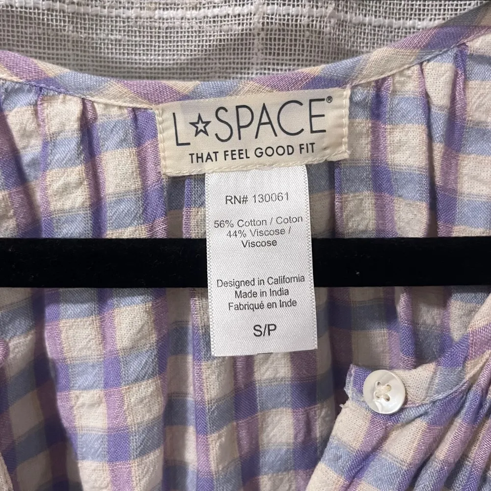 LSPACE Purple & Blue Gungham Mini Dress Sz. S - Image 3