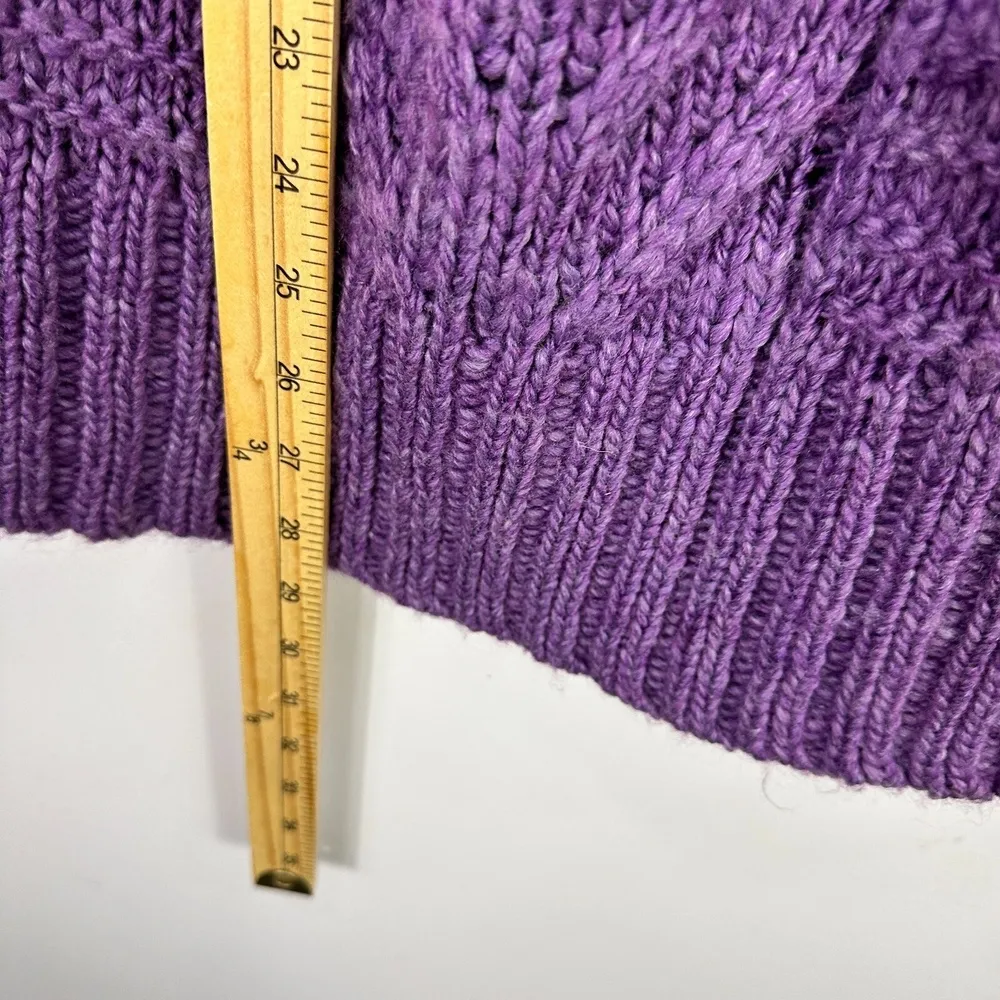 American Eagle Outfitters Sweater Women M Purple Cable Knit Crewneck Chunky Cozy - Image 4