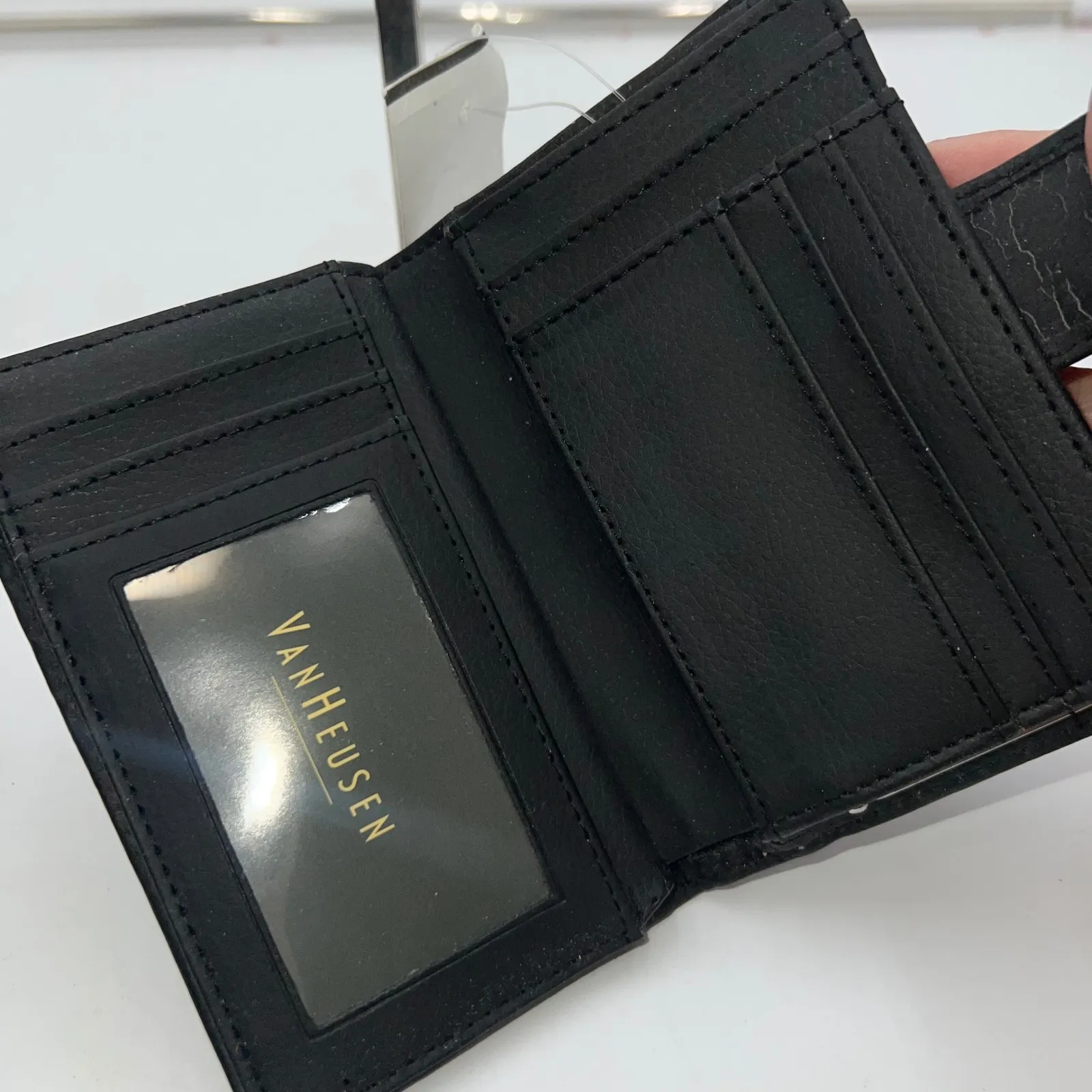 VAN HEUSEN Black Genuine Leather Bifold Wallet Clutch Coin Purse - Image 4