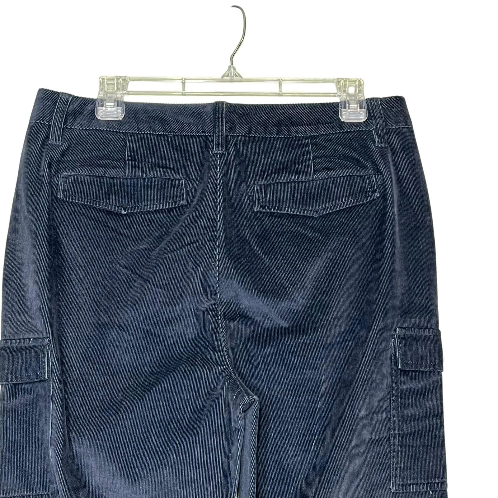 LL Bean Pants Womens Medium Classic Fit Corduroy Cargo Work Outdoor Zip Pockets Blue - Image 10