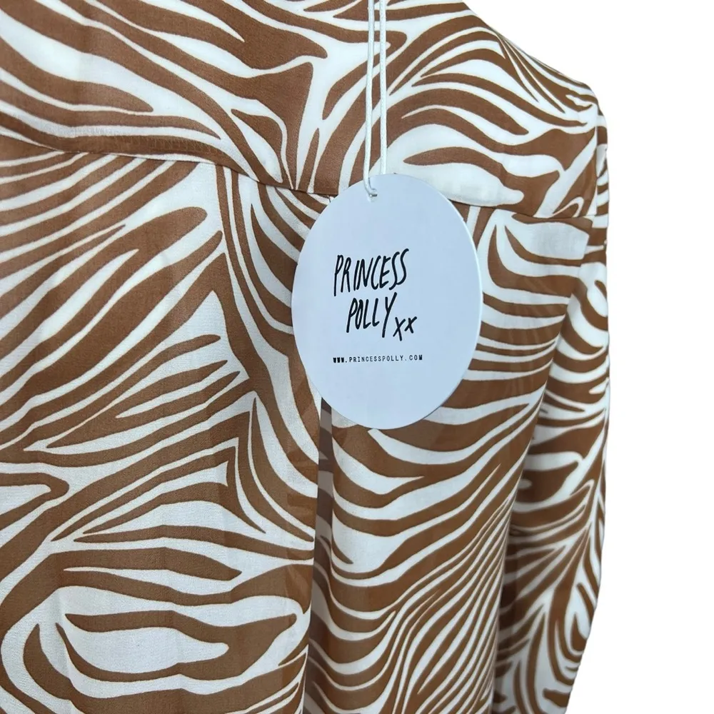 Princess Polly Pure Form Brown Zebra Print Button Down Blouse - Image 8