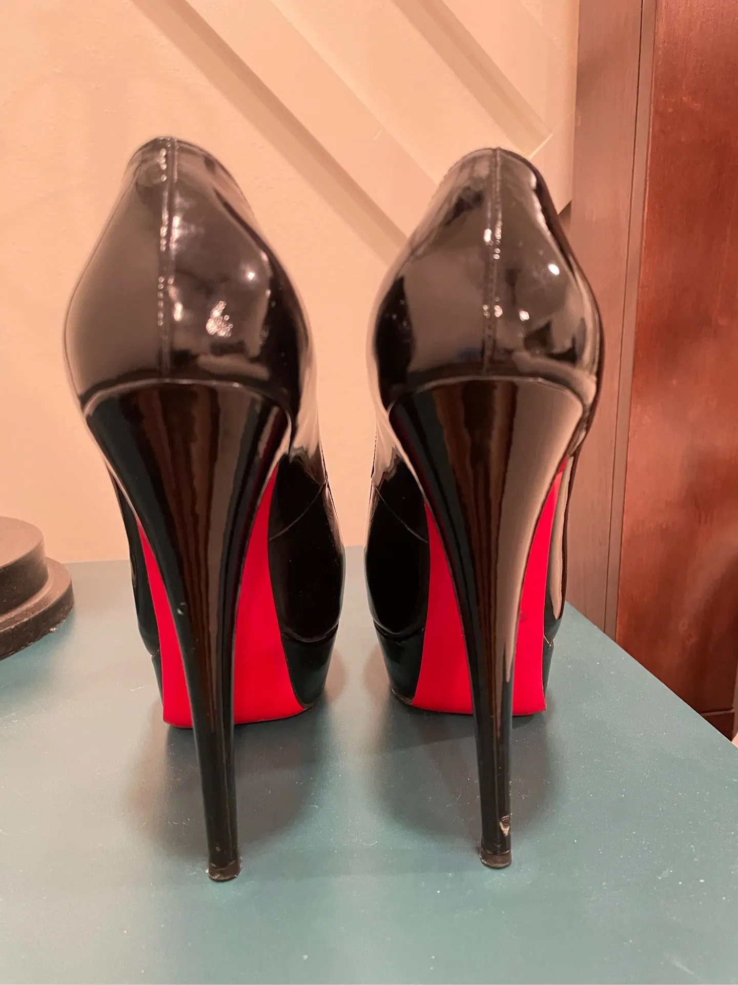 Christian Louboutin lady peep platform patent black EU37 - Image 4