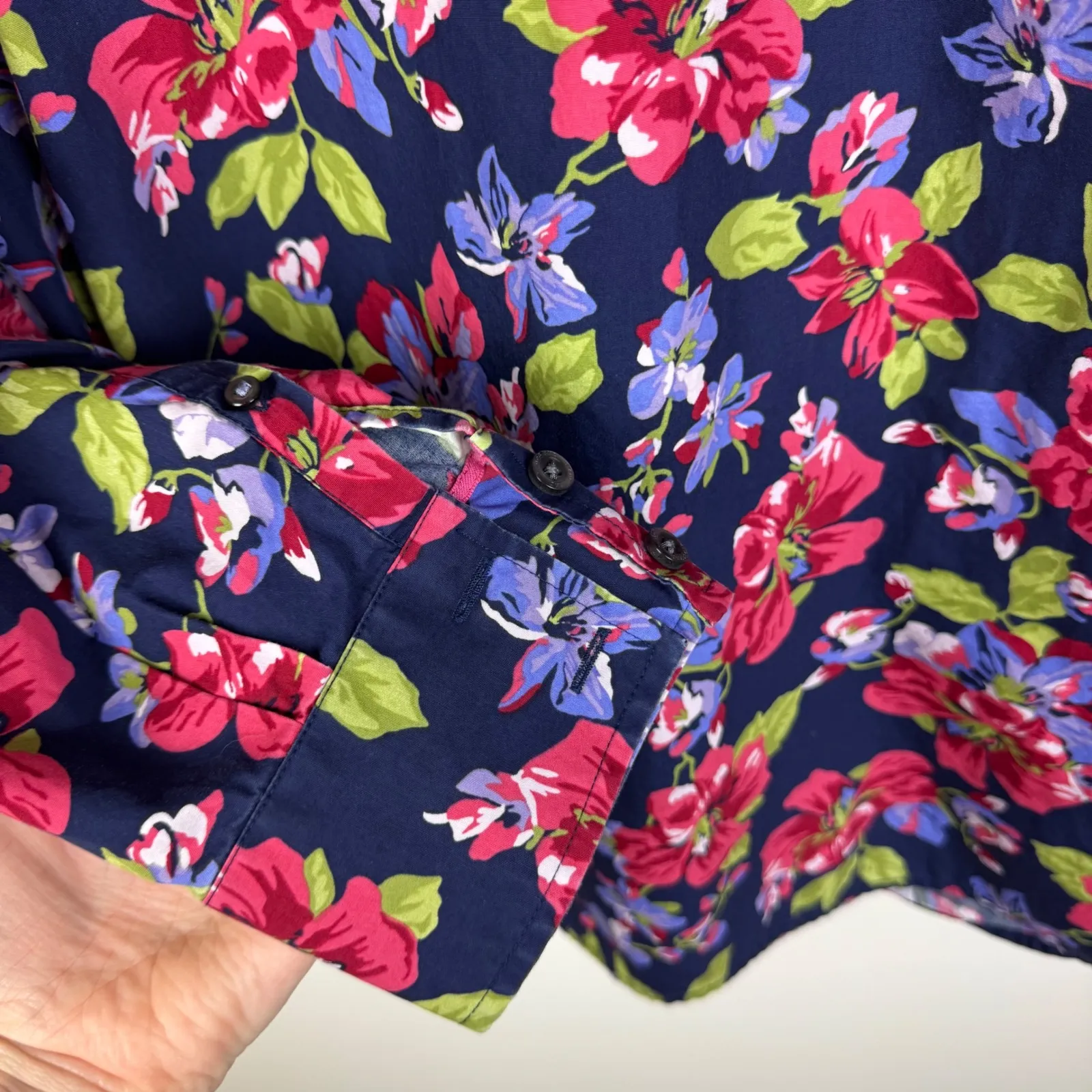 Lands End‎ No Iron Supima Cotton Popover Shirt Size 18W Floral Bloomcore Preppy - Image 2