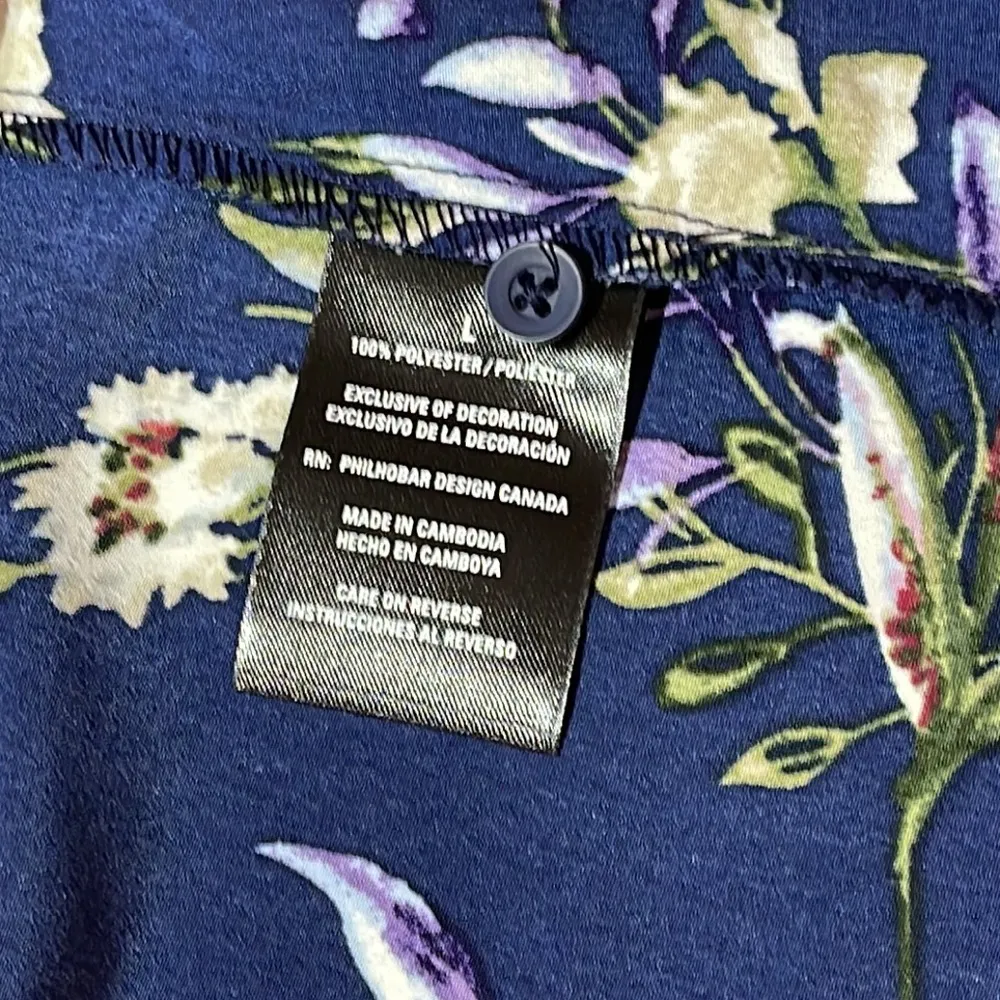 Nicole Miller Sleeveless Dress, Navy Floral Print  Size L - Image 12