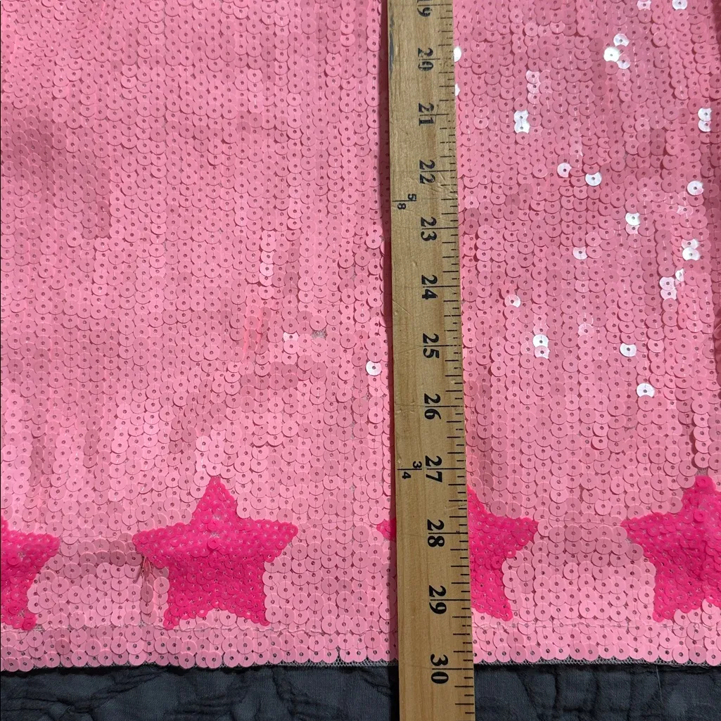 Mainstrip size large Western Nashville cowboy hat tunic top pink sequins flaw Silver - Image 4