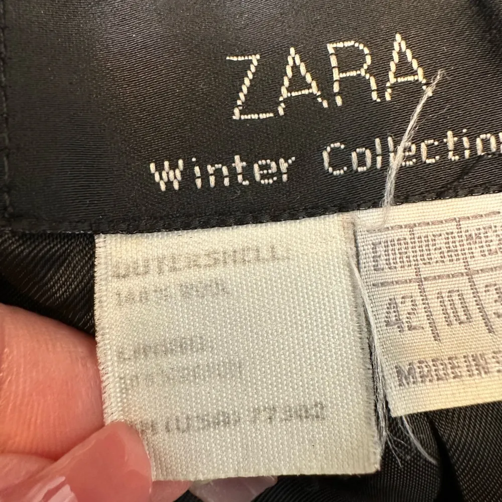 Vintage Zara Black & White Houndstooth Blazer 100% Wool Velvet Trim Size 10 Med - Image 12