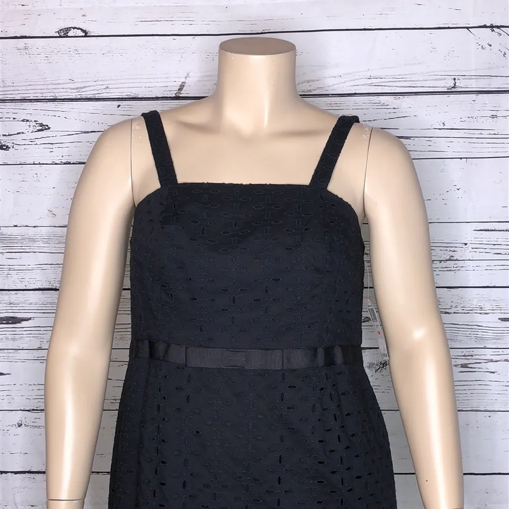 INC International Concepts NWT Size 14W Black Ribbon Bow Cotton Eyelet Dress - Image 2