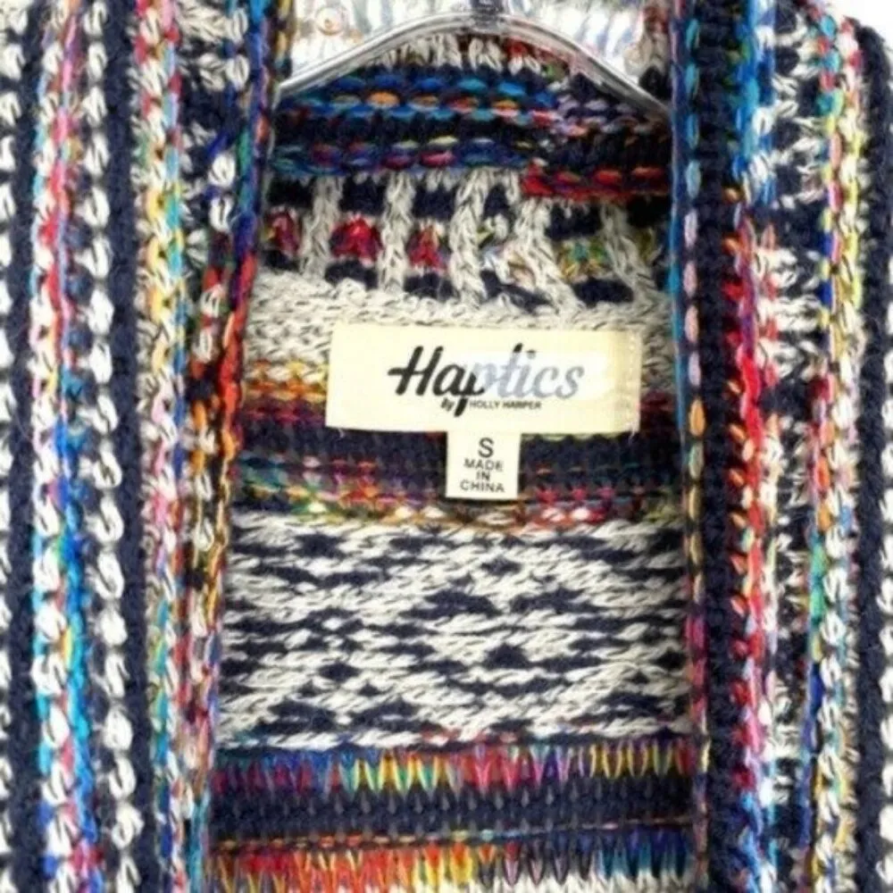 Haptics Aztec Boho Multicolored Fringe Knit Long Cardigan Sweater Boho Granola - Image 9