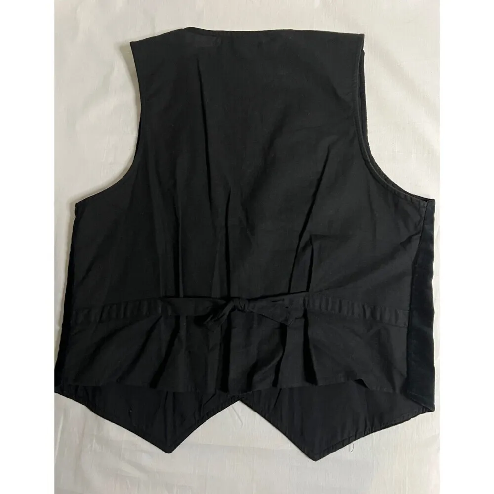 Vintage Christmas Vest Women Black Velvet Embroidered Poinsettia Size PM - Image 2