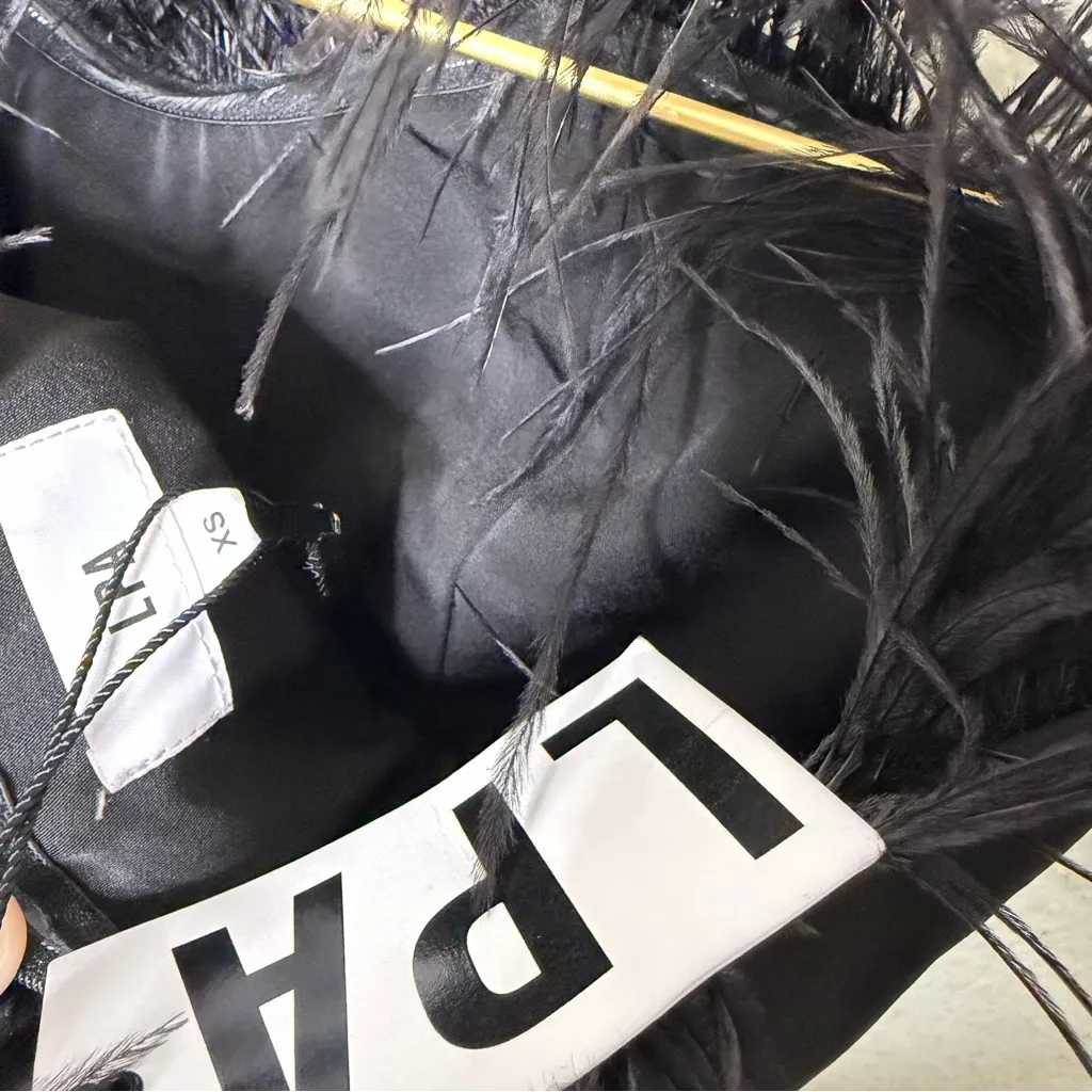 NWT LPA Revolve Aurora Black Feather Trim Strapless Dress Cocktail Party Size XS - Image 8