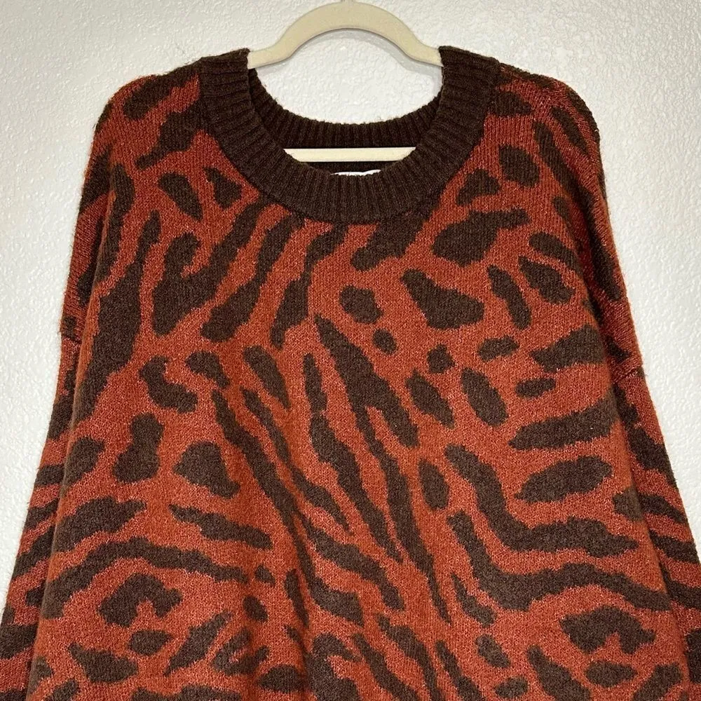 NWT Ava & Viv Brown Animal Print Crewneck Pull Over Sweater - Image 4