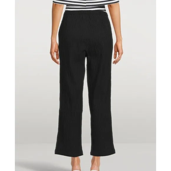 Mara Hoffman Pippy Crinkled Organic Cotton Wide Leg Pants Black Size Large - Image 2
