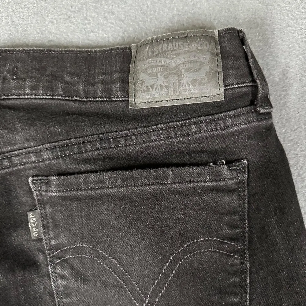 Levis 505 Womens 29 Straight Black Denim Jeans Flat Front 5 Pocket Design - Image 13