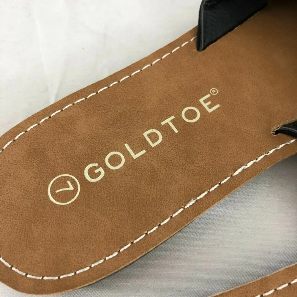 GoldToe Womens Sandals Slides Faux Suede Basic 7 Black - Image 6