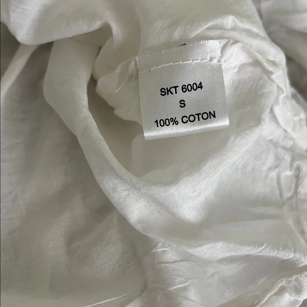 Sharagano Classic White Cotton Sequined Maxi Skirt - Image 4