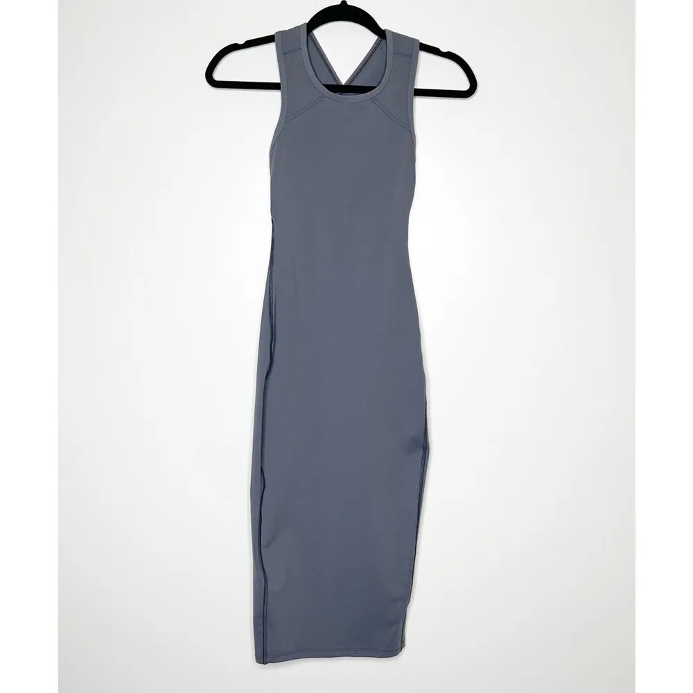 Lululemon Picnic Play Midi Dress Criss Cross Back Women's Gray Size 2 - Image 3