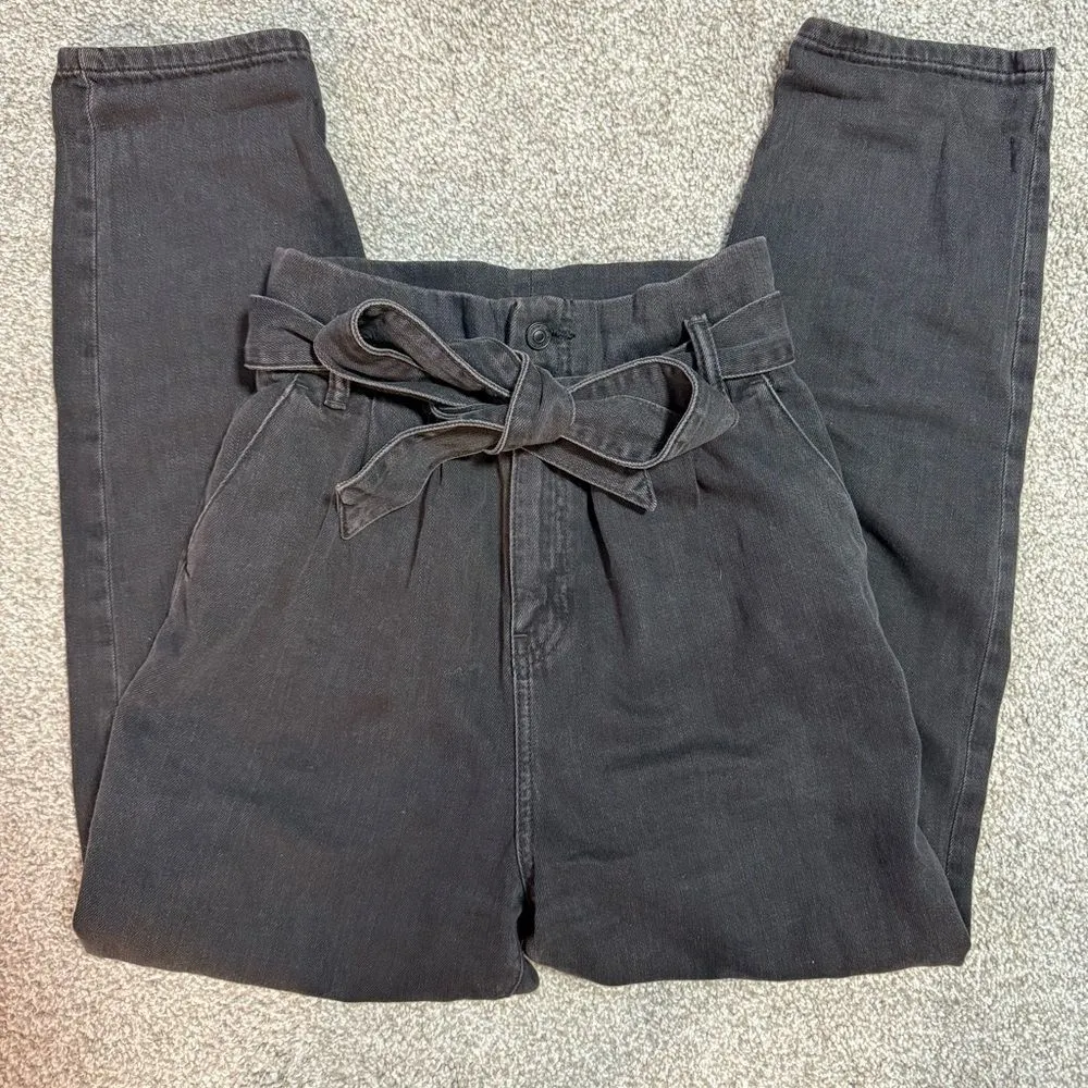 AllSaints Ralita Paperbag High-Rise Cropped Jeans – Black – Size 2 - Image 5