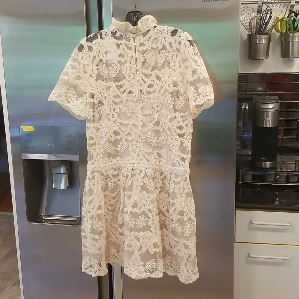 đź’•CURRENT AIRđź’• Lace Mock Neck Dress ~ Cream Large L NWT - Image 9