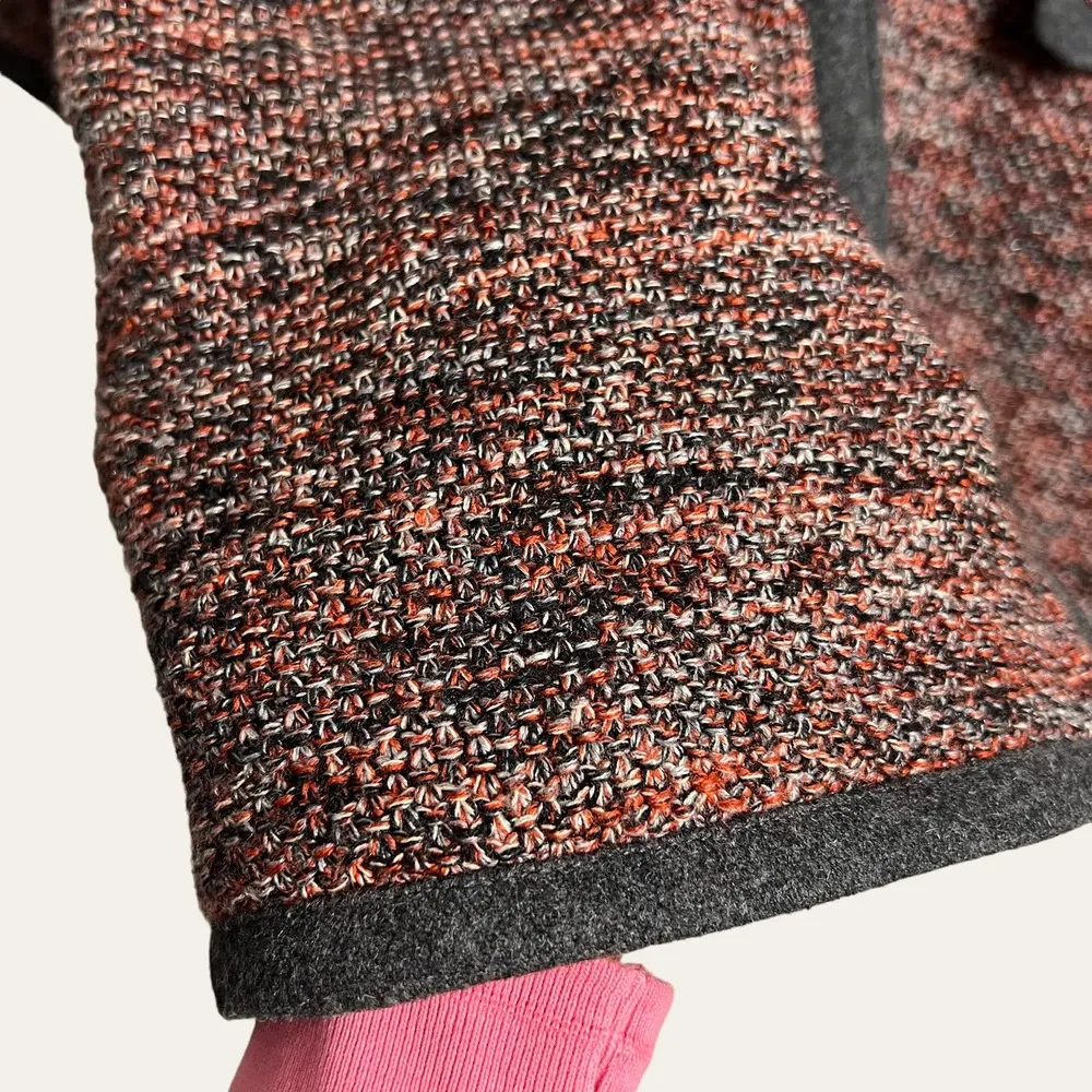 Maje Red Black Oversized Tweed Knit Wool Blend Jacket Size S - Image 6