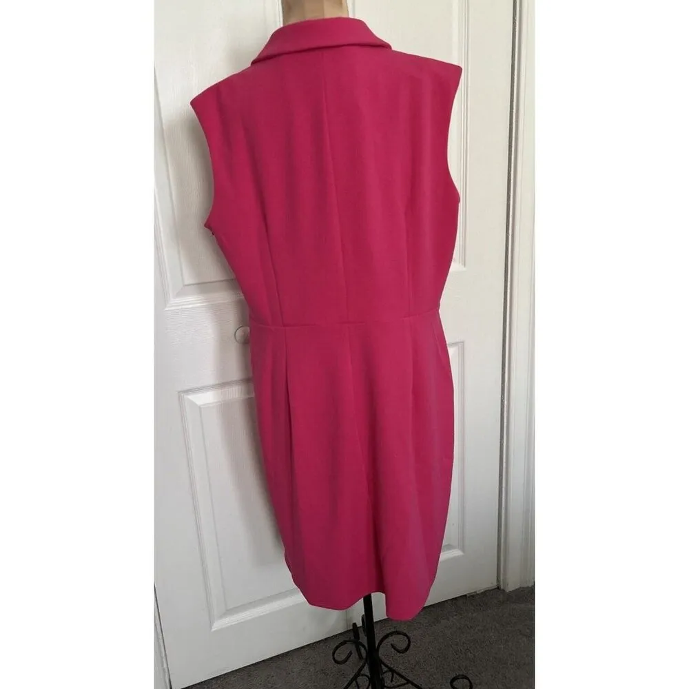 Donna Morgan Sleeveless V-Neck Wrap Crepe Sheath Dress Magenta Size 16 - Image 3
