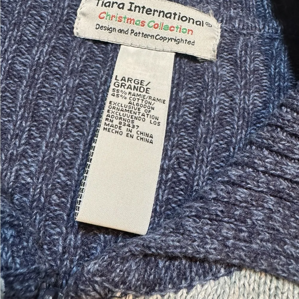 Tiara International Santa Claus Zip Up Cardigan Sequin Embellished Large - Image 3