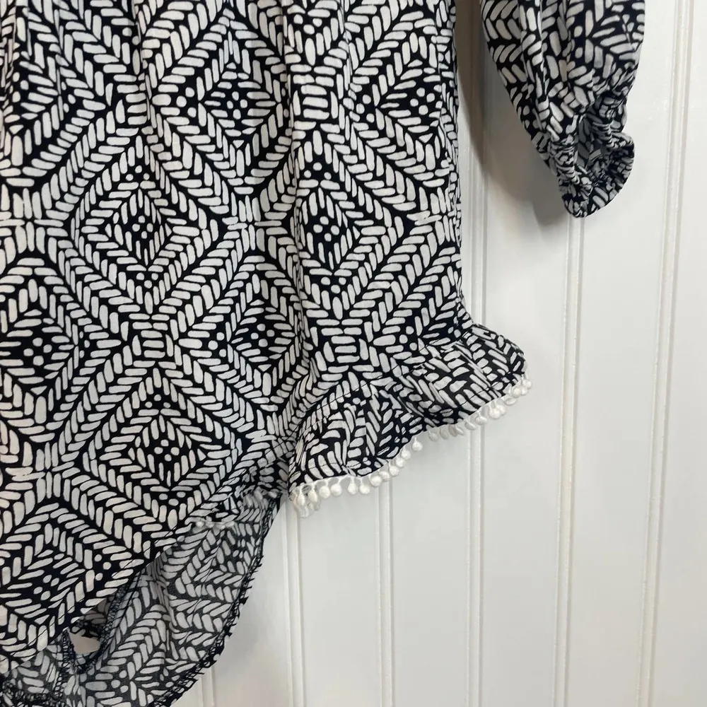 NWOT Victoria's Secret Women’s Black & White Tassel Romper Swim Cover Up Size M - Image 6