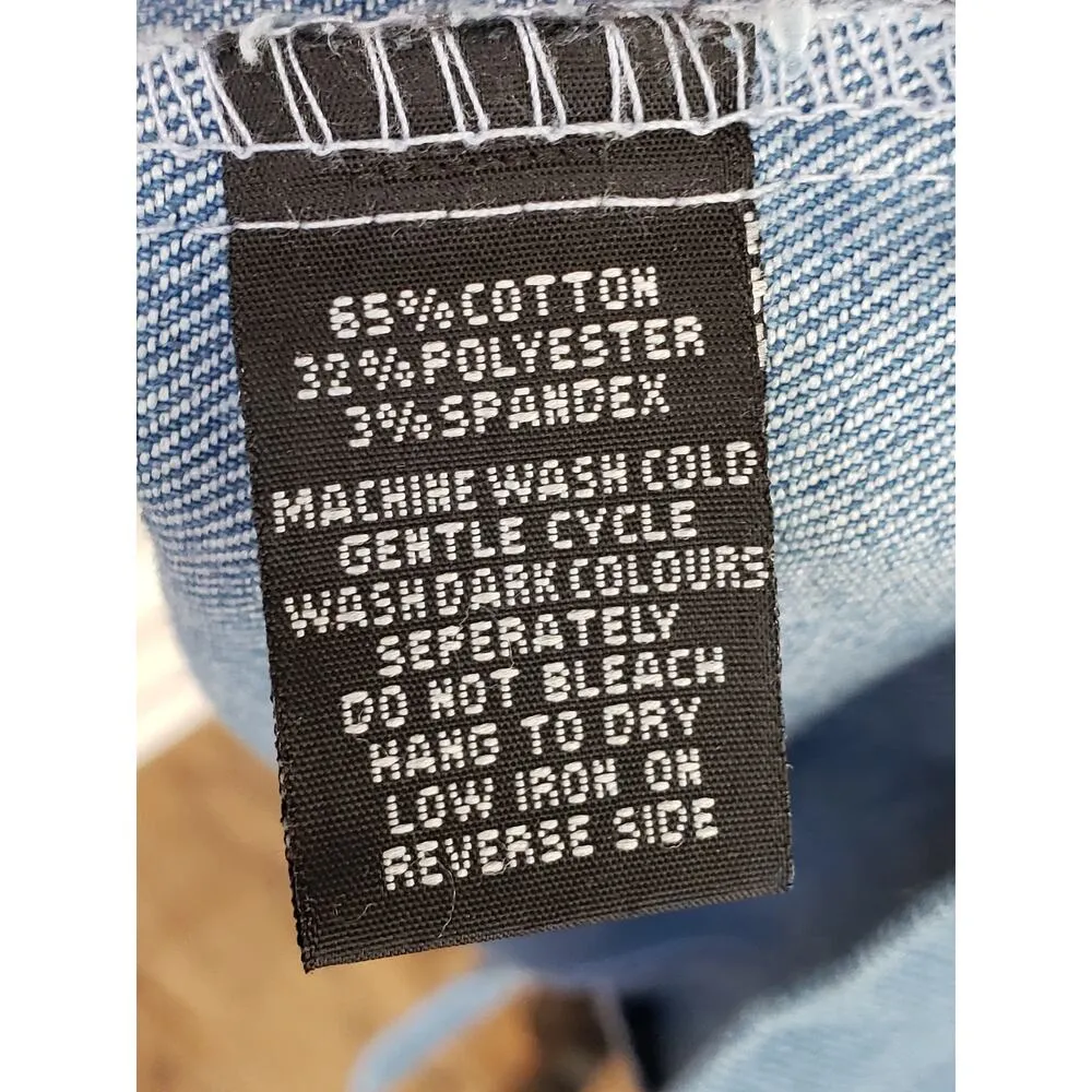 Love by Chesley Shift Dress Women's Medium Blue Denim Cowgirl Buckle Back Zip - Image 6