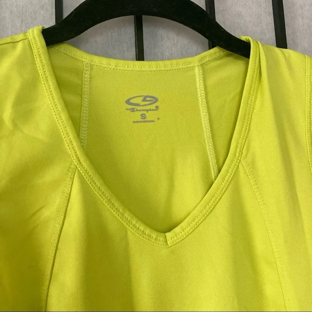 Champion Athletic Workout V-Neck Sleeveless Tank Top Fluorescent Yellow Small - Image 4