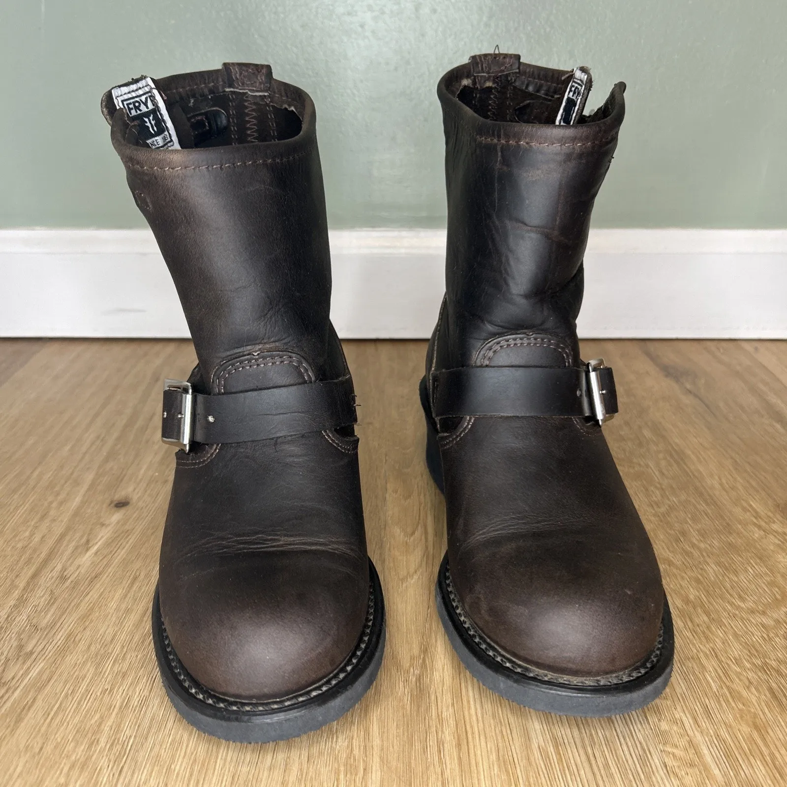 Frye Women’s 6 Boots Brown Veronica Short Moto Biker Engineer Boho Harness - Image 2