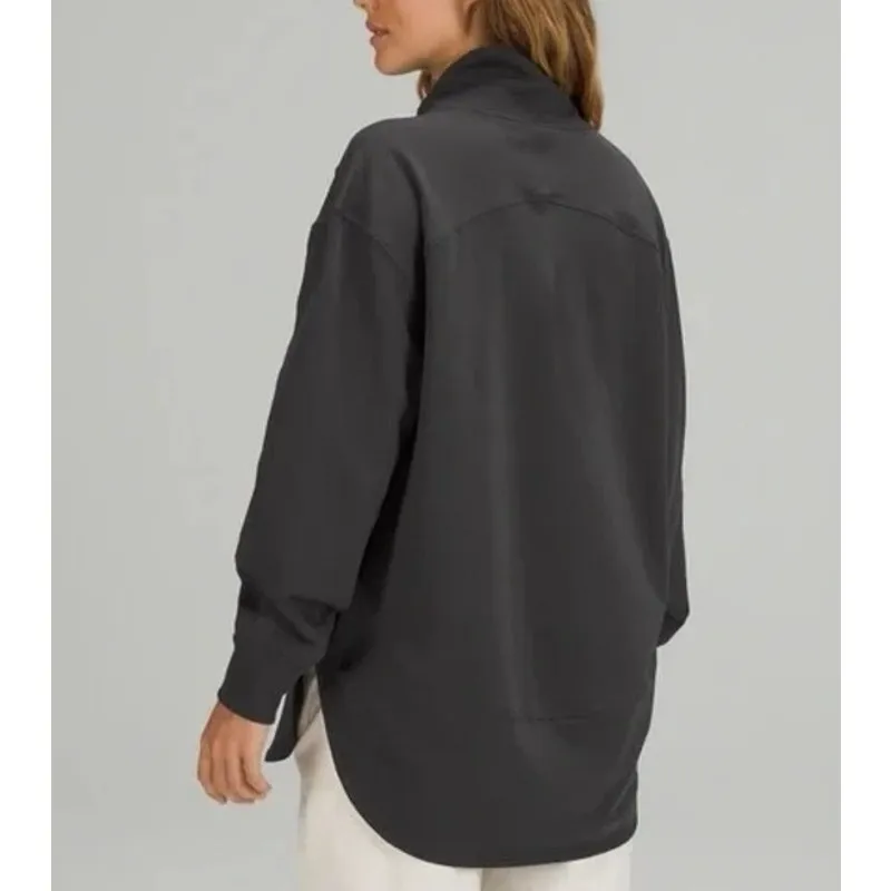 Lululemon LA Long Sleeve V Neck Oversized Tunic Pullover Sweatshirt Gray 8 - Image 2