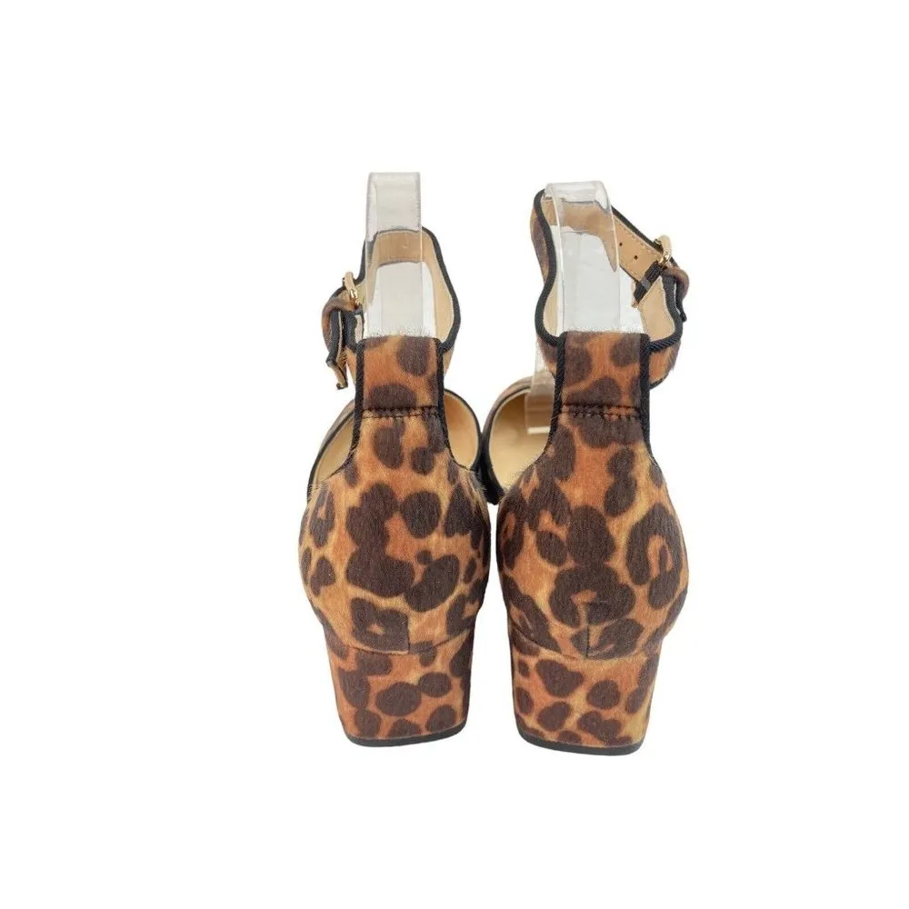 CAbi Kiki Leopard Print Ankle Strap Closed Toe Block Heel Shoes Size 8 #6015 - Image 6
