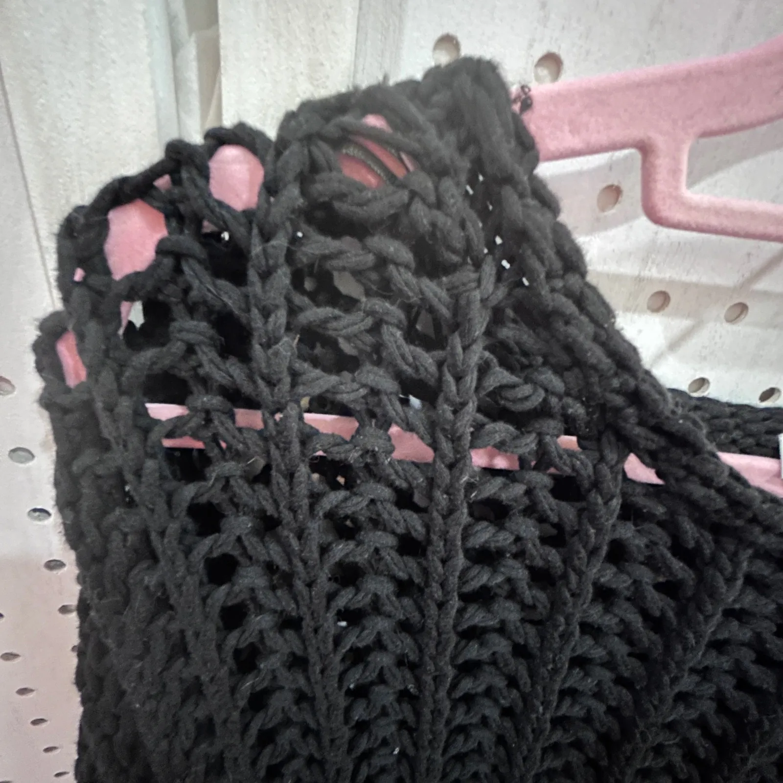 Black Crochet Oversized Batwing Sleeve Sweater Loose Knit Dolman Top - Image 10