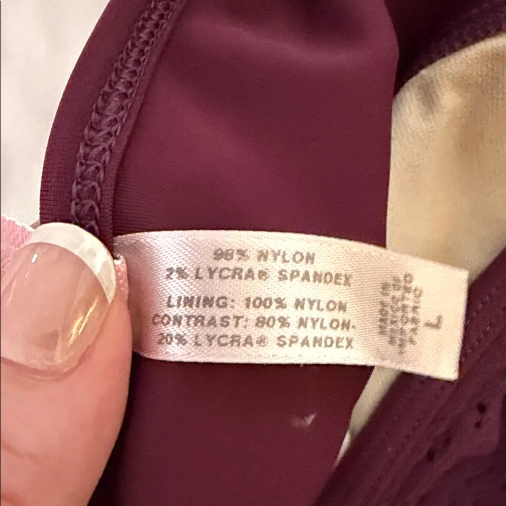 Victoria’s Secret Burgundy Lace Skirted Swim Bikini Bottom Size Large - Image 6
