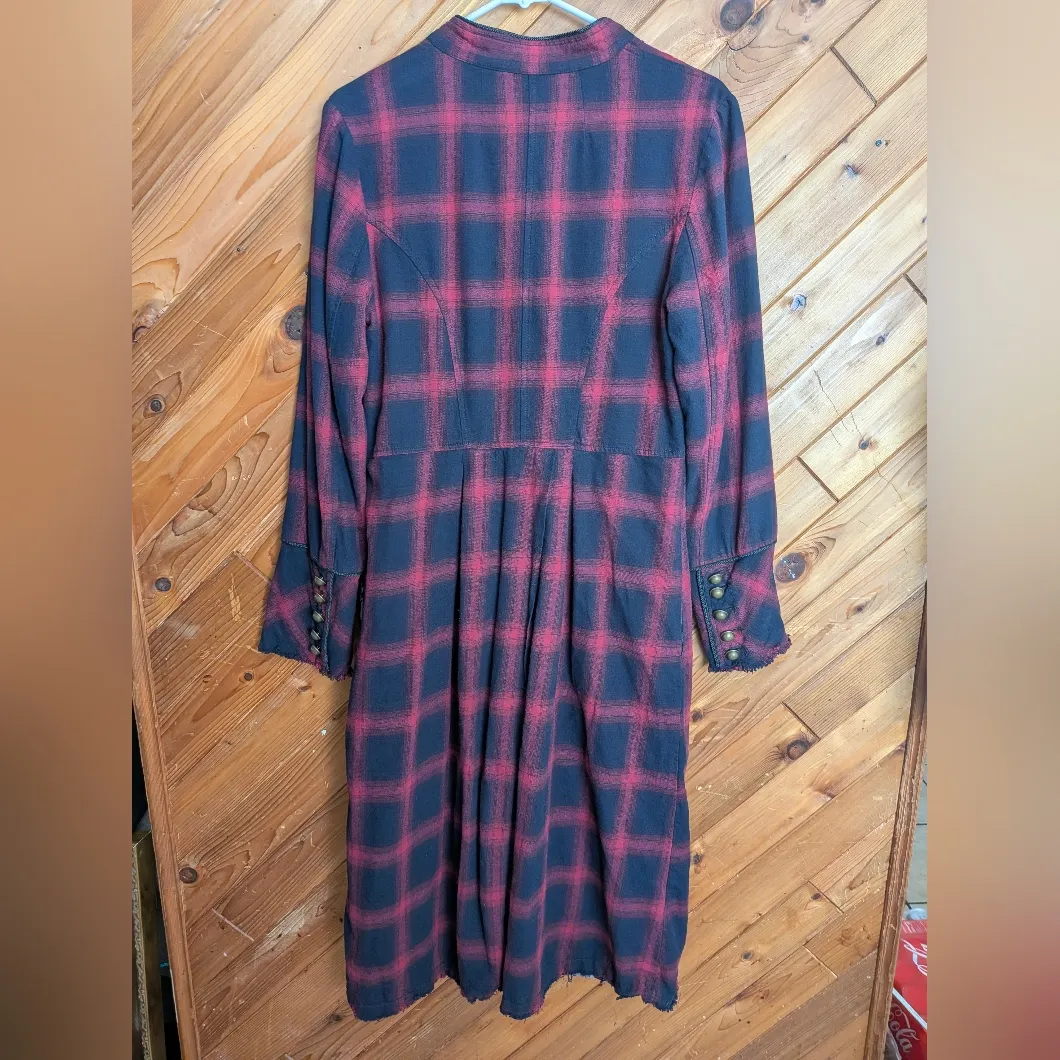  Free People Odessa Duster in maroon plaid Size Small - Image 7