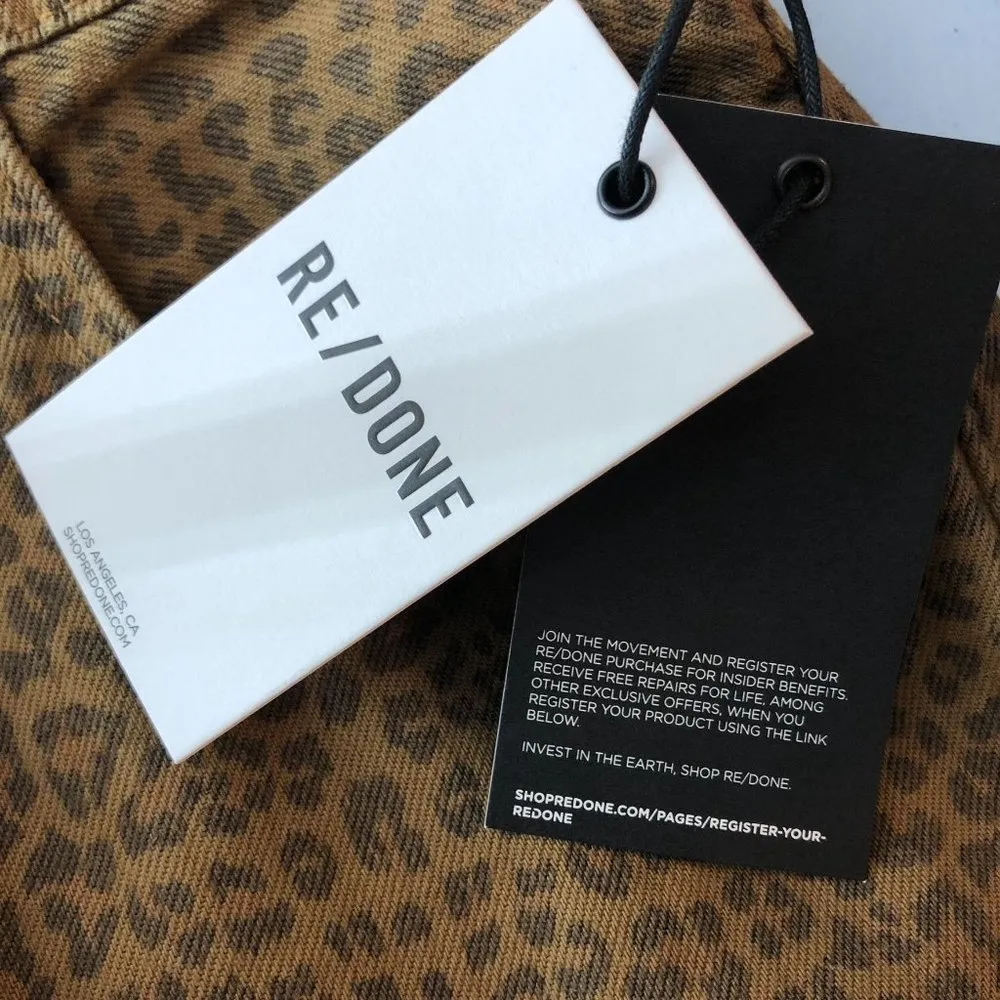 RE/DONE Womens Jeans Cotton Leopard Pattern Button Fly High Rise Brown 25 - Image 3