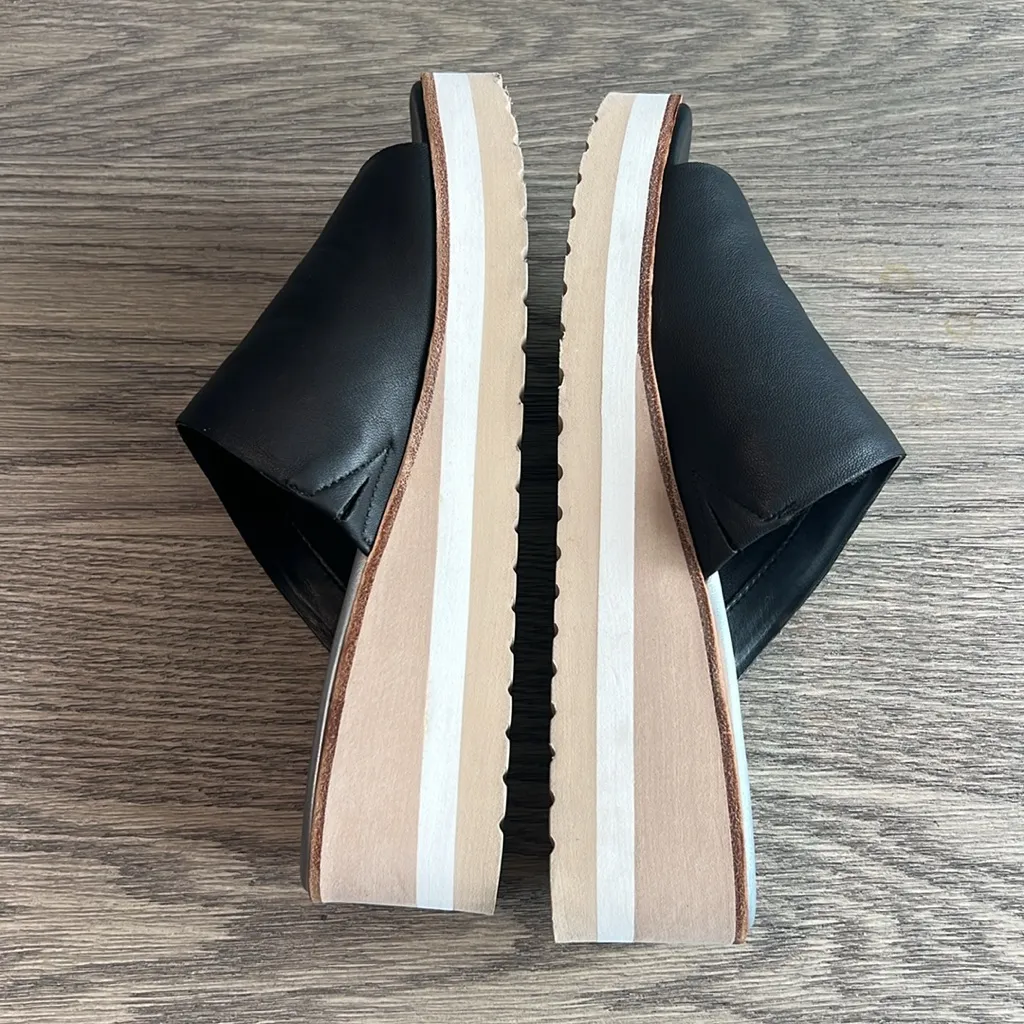 Dolce Vita Women's Freta Platform Sandals Size 8 1/2 Black White Khaki Slip On - Image 5