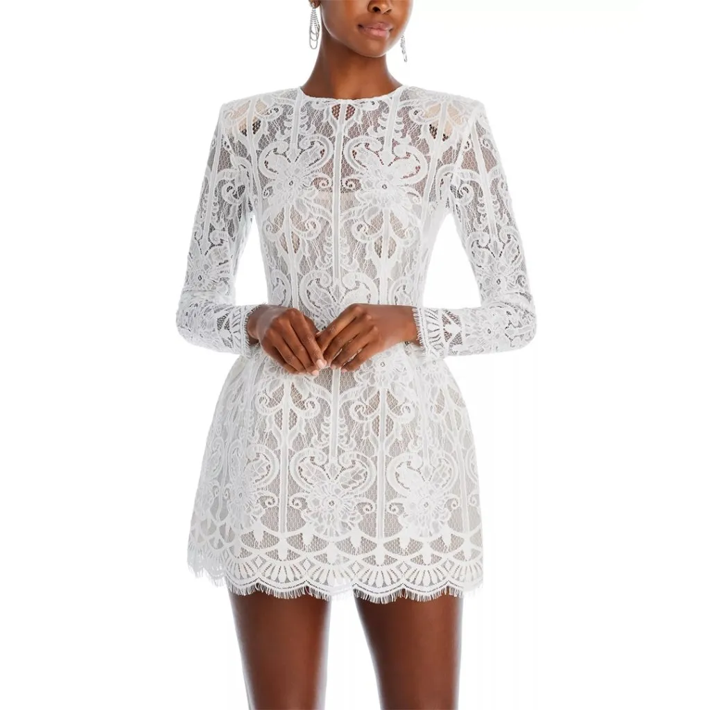 NWT BRONX AND BANCO Casey Lace Mini Dress White Small Long Sleeve Designer Dress - Image 7
