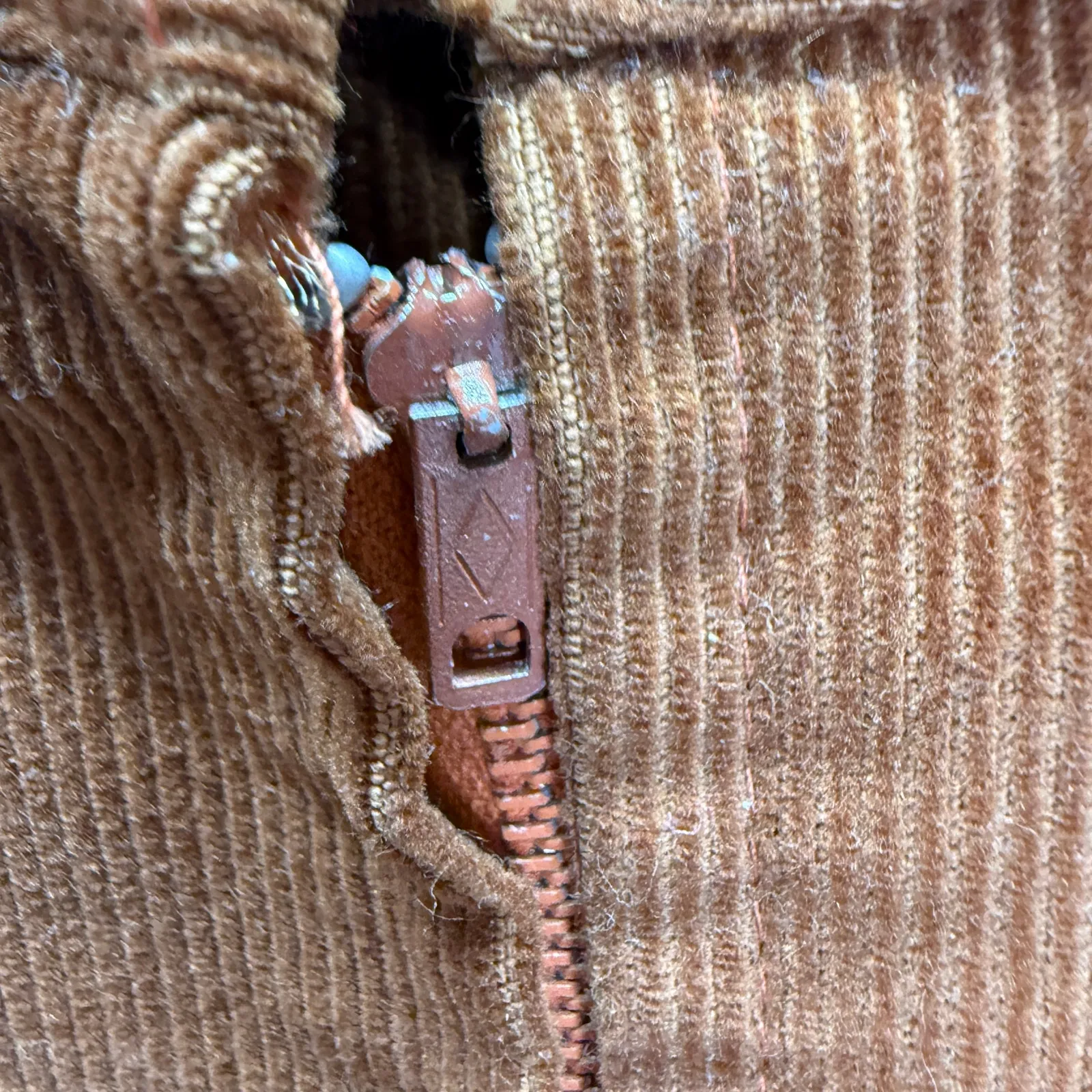 Vintage Brown Corduroy Midi Pencil Straight Skirt Size M 70s MCM Size M - Image 3