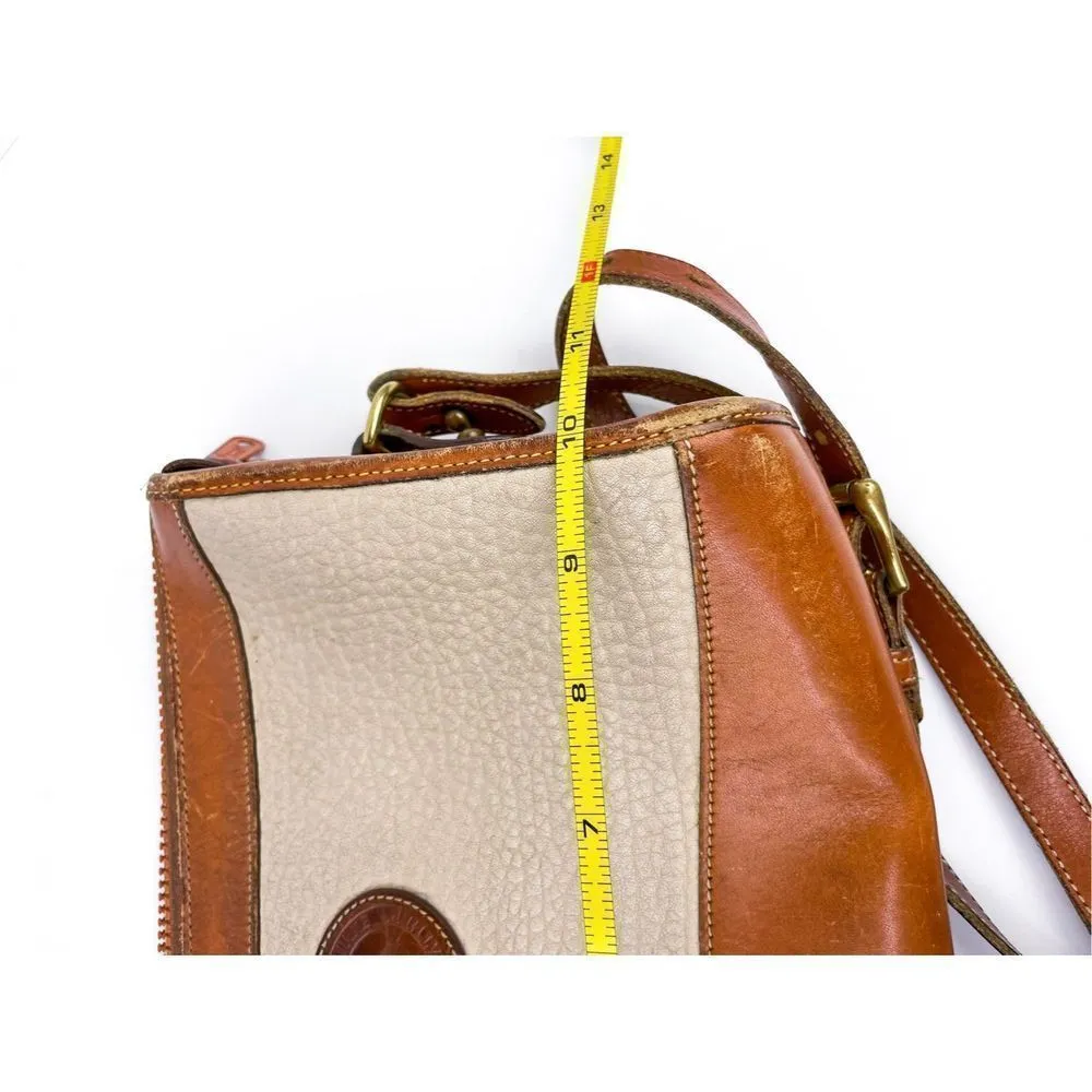 Dooney and Bourke Vintage Ivory and Tan Leather Crossbody Bag - Image 11