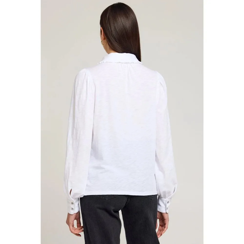 $185 New Goldie Pima Josephine Tuxedo Shirt- Small - White - Image 3