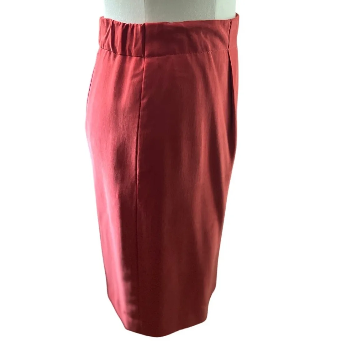 Carlisle 100% Silk Coral Salmon Pencil Skirt Womens‎ Size 12 Career Work - Image 2