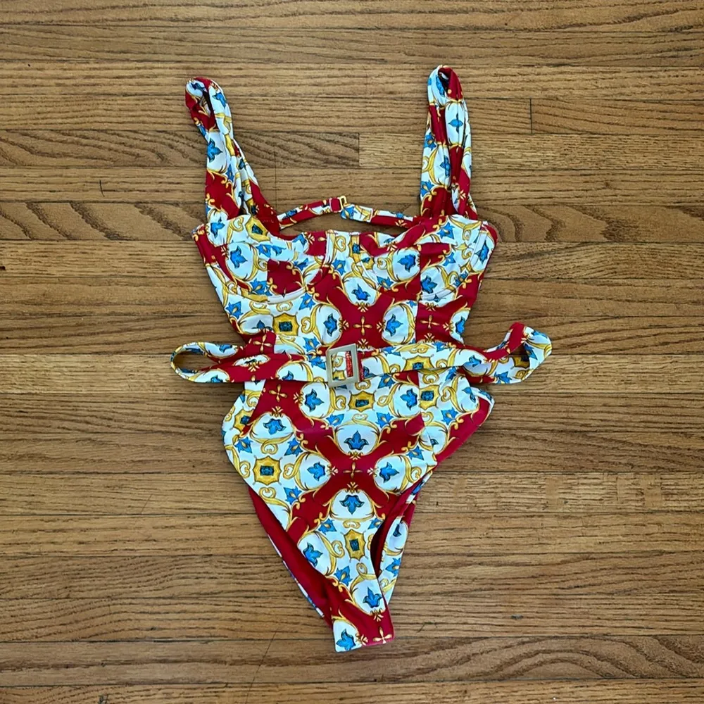 We wore what vintage Danielle one piece swim suit - Image 2