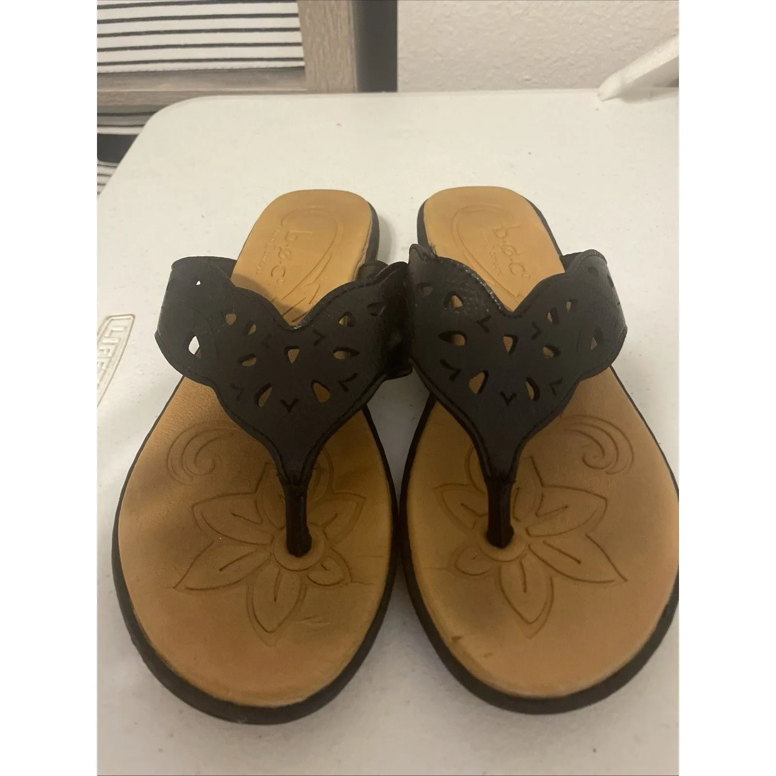 boc BORN Vegan Leather Lace Cut Out Sandals Black Size 7M - Image 2