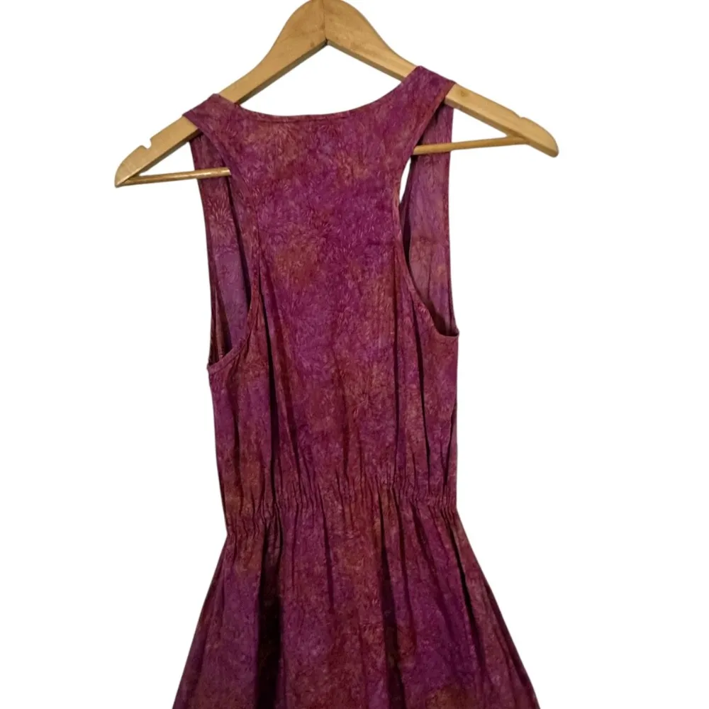 Go Fish BOHO Chic Smocked Hi Low Hem Dress Pink Artsy Tie Dye‎ Hippie Size XS - Image 8